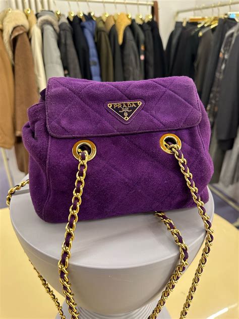 cinture donna prada in camoscio viola|Cinture Prada in Pelle Viola taglia 75 cm .